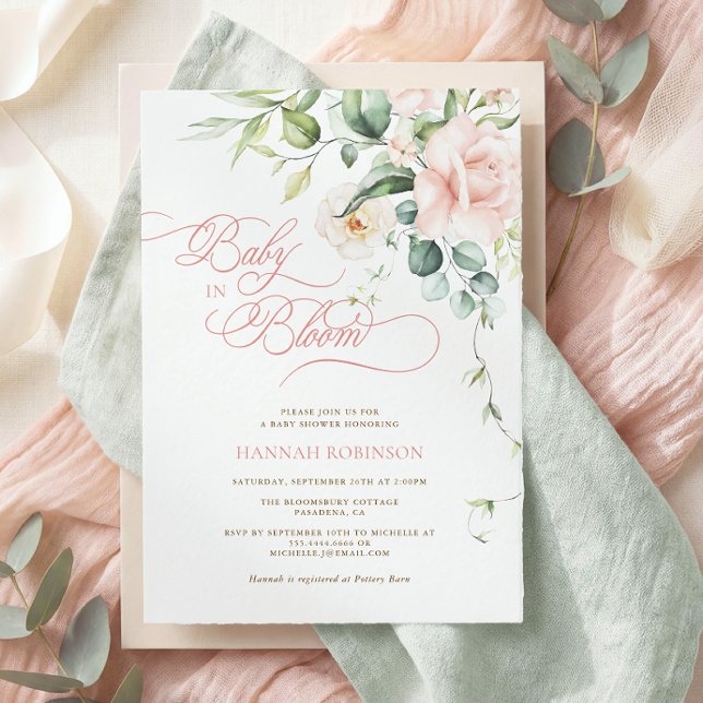 Convite de Chás de Bebê Baby in Bloom Blush Floral (Criador carregado)