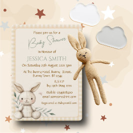 Convite de Chás de Bebê Boho Bunny Neutro