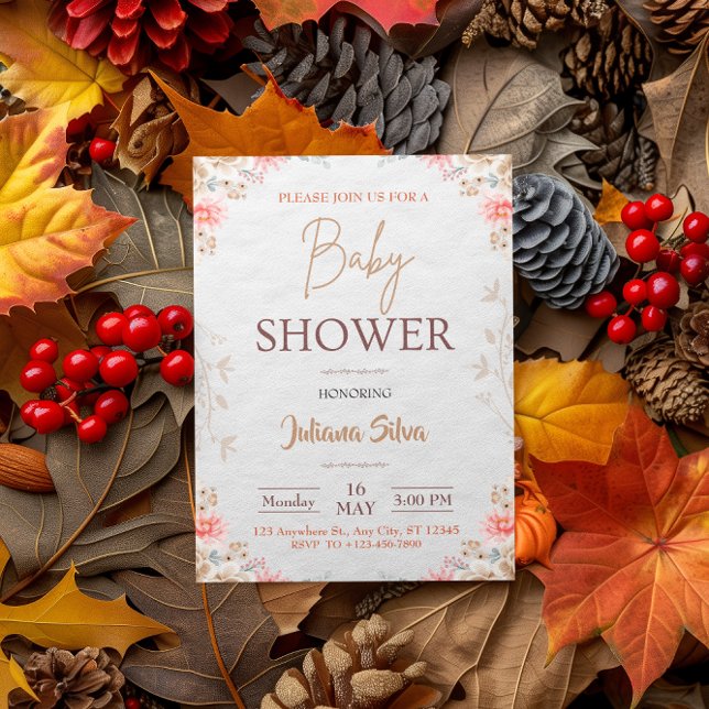 Convite de Chás de Bebê Boho Flor Silvestre (Criador carregado)