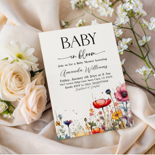 Convite de Chás de Bebê Boho Meadow Floral Baby in
