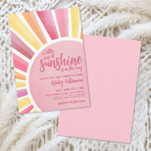Convite de Chás de Bebê Boho Sol Rosa