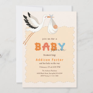 Convite de Chás de Bebê Boho Stork Sweet Baby Bund
