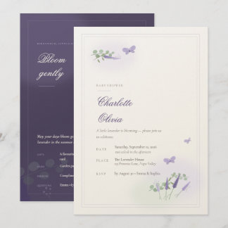 Convite de Chás de Bebê Borboleta e Lavanda Tatuad