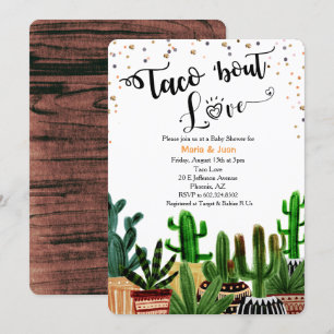 Convite de Chás de Bebê Cacto Taco 'bout Love