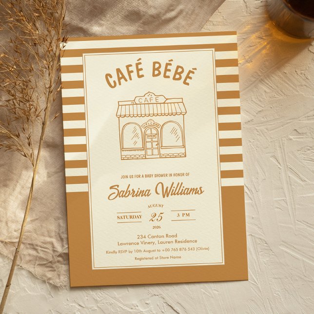 Convite de Chás de Bebê CAFÉ BÉBÉ (Criador carregado)
