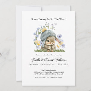 Convite de Chás de Bebê com Aquarela de Flor Silve