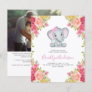 Convite de Chás de Bebê com Foto da Elefante Menin