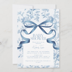 Convite de Chás de Bebê com Laço Azul Toile De Jou