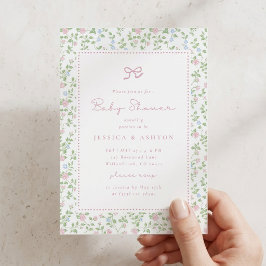 Convite de Chás de Bebê com Laço Floral Cottagecor