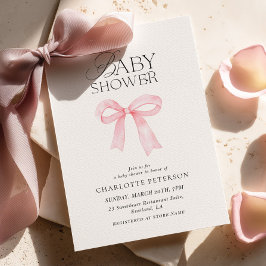 Convite de Chás de Bebê com Laço Rosa
