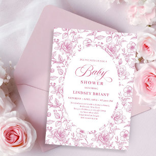 Convite de Chás de Bebê com Rosas Florais Clássica