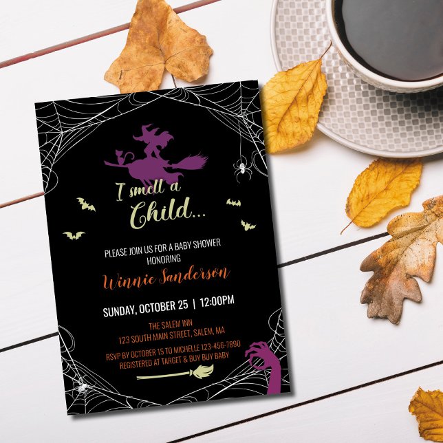 Convite de Chás de Bebê com Tema Hocus Pocus (Criador carregado)