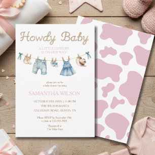Convite de Chás de Bebê Cowgirl Baby Howdy