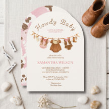 Convite de Chás de Bebê Cowgirl Baby Howdy