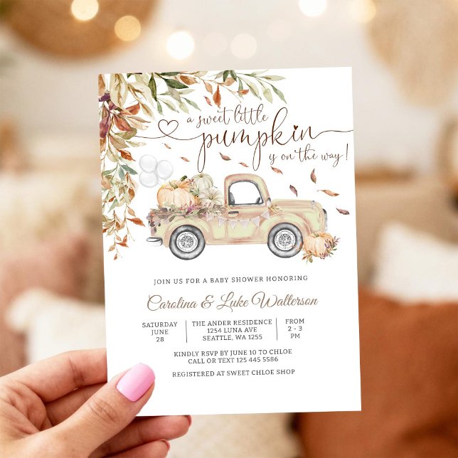 Convite de Chás de Bebê de Abóbora de Outono (Criador carregado)