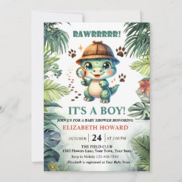 Convite de Chás de Bebê de Dinossauro Bebê Fofo