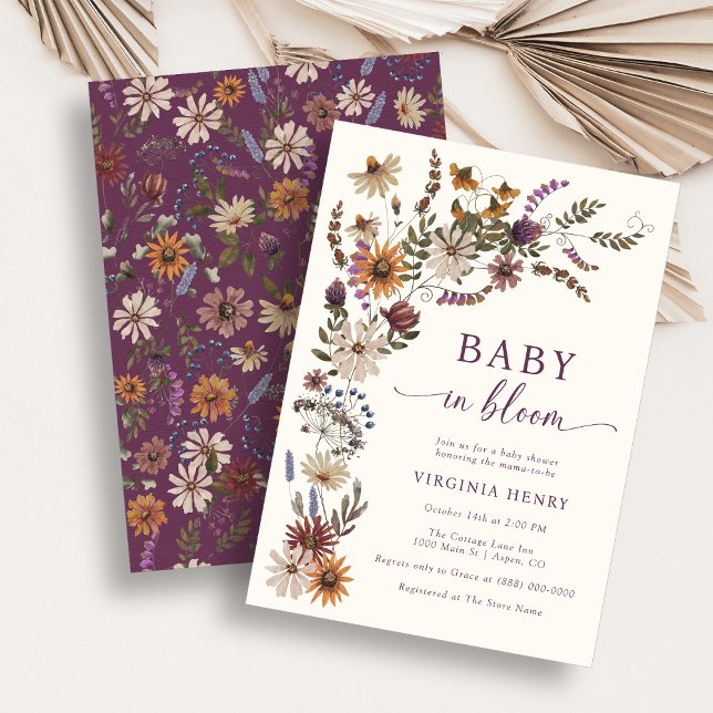 Convite de Chás de Bebê de Flores Silvestres em Fl (In Bloom Wildflower Baby Shower Invitation
)