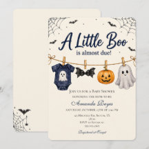 Convite de Chás de Bebê de Halloween A Little Boo