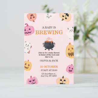 Convite de Chás de Bebê de Halloween Baby is Brewi