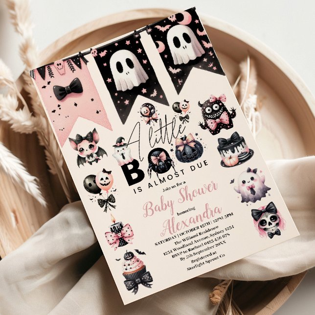 Convite de Chás de Bebê de Halloween Rosa Gótico (Criador carregado)
