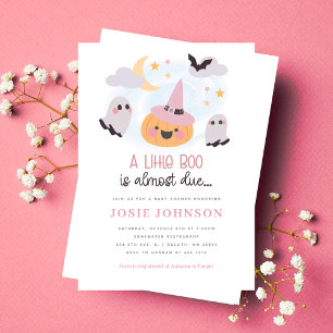 Convite de Chás de Bebê de Halloween Rosa Little B