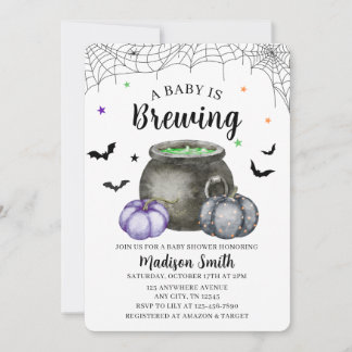 Convite de Chás de Bebê de Halloween “Um Bebê Está