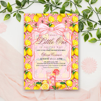 Convite de Chás de Bebê de Limonada Rosa Doce