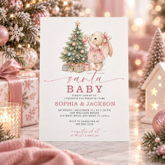 Convite de Chás de Bebê de Natal da Coelhinho Sant