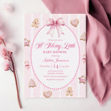 Convite de Chás de Bebê de Natal Rosa