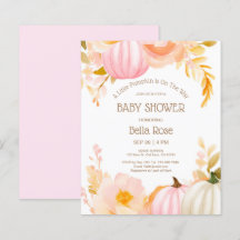 Convite de Chás de Bebê de Outono com Abóbora Rosa