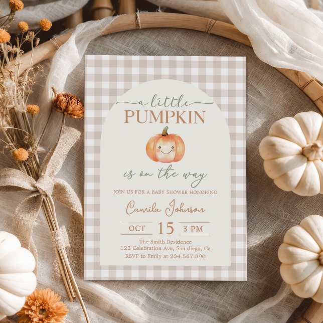 Convite de Chás de Bebê de Outono Little Pumpkin (Criador carregado)