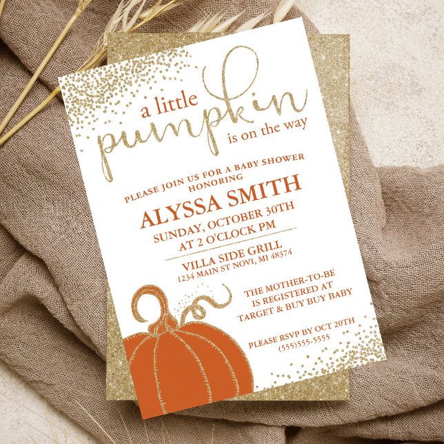 Convite de Chás de Bebê de Outono Little Pumpkin (Criador carregado)