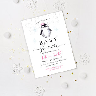 Convite de Chás de Bebê de Pinguim de Inverno