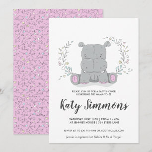 Convite de Chás de Bebê do Amor do Hipopótamo