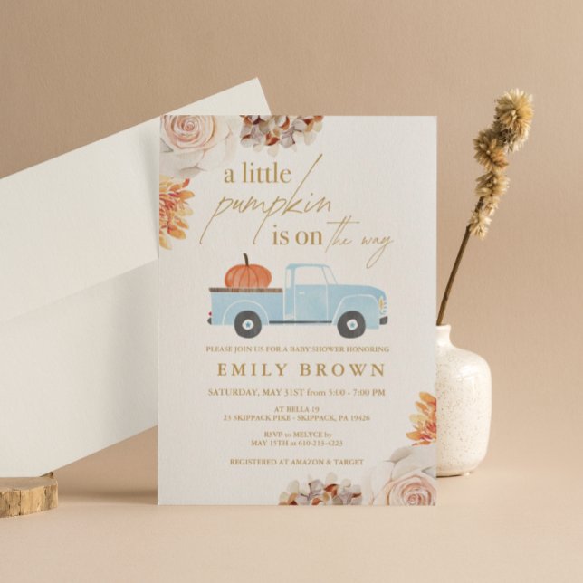 Convite de Chás de Bebê do Menino Abobrinha do Out (Criador carregado)