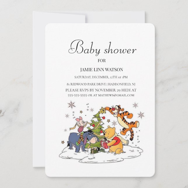 Convite de Chás de Bebê do Ursinho Pooh (Frente)
