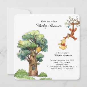 Convite de Chás de Bebê do Urso Pooh Clássico