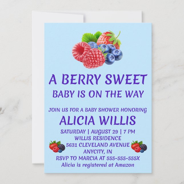 Convite de Chás de Bebê Doce Fruta (Frente)