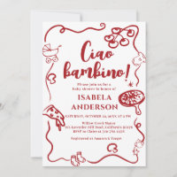 Convite de Chás de Bebê Festa de Pizza Ciao Bambin