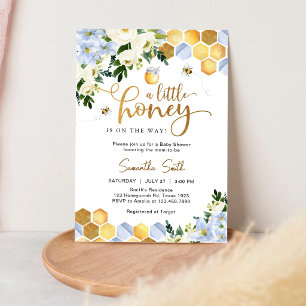 Convite de Chás de Bebê Floral Abelha Melzinha