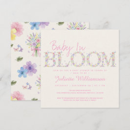 Convite de Chás de Bebê Floral Borboleta Baby In B
