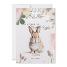 Convite de Chás de Bebê Floral Coelhinho Doce Edit