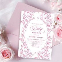 Convite de Chás de Bebê Floral com Padrão de Rosa