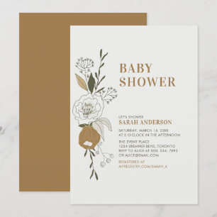 Convite de Chás de Bebê Floral de Outono Boho