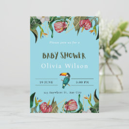 Convite de Chás de Bebê Floral Fofo Bege