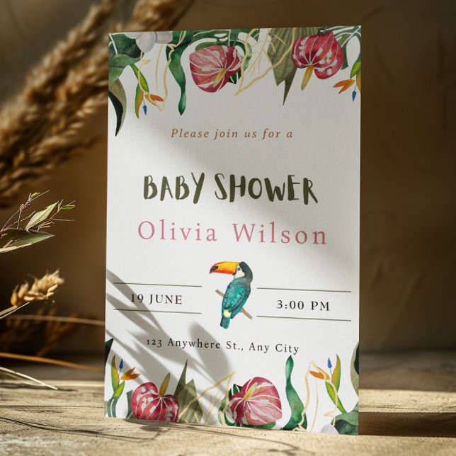 Convite de Chás de Bebê Floral Fofo Bege (Criador carregado)