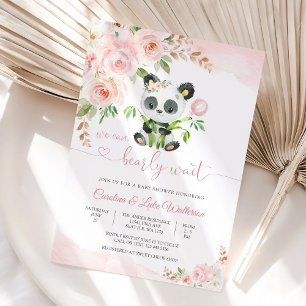 Convite de Chás de Bebê Floral Panda Fofo