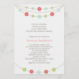 Convite de Chás de Bebê Fofo como um Botão