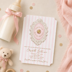 Convite de Chás de Bebê Garrafas Rosas e Brunch