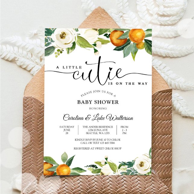 Convite de Chás de Bebê Little Cutie Citrus (Criador carregado)